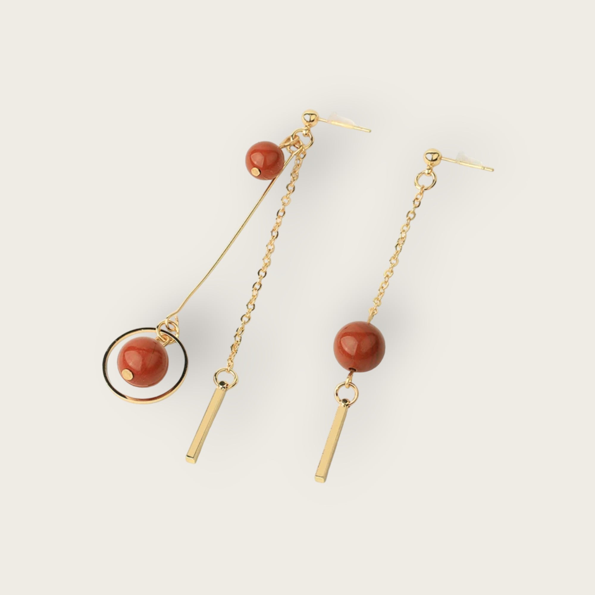 Boucles d'oreilles jaspe rouge