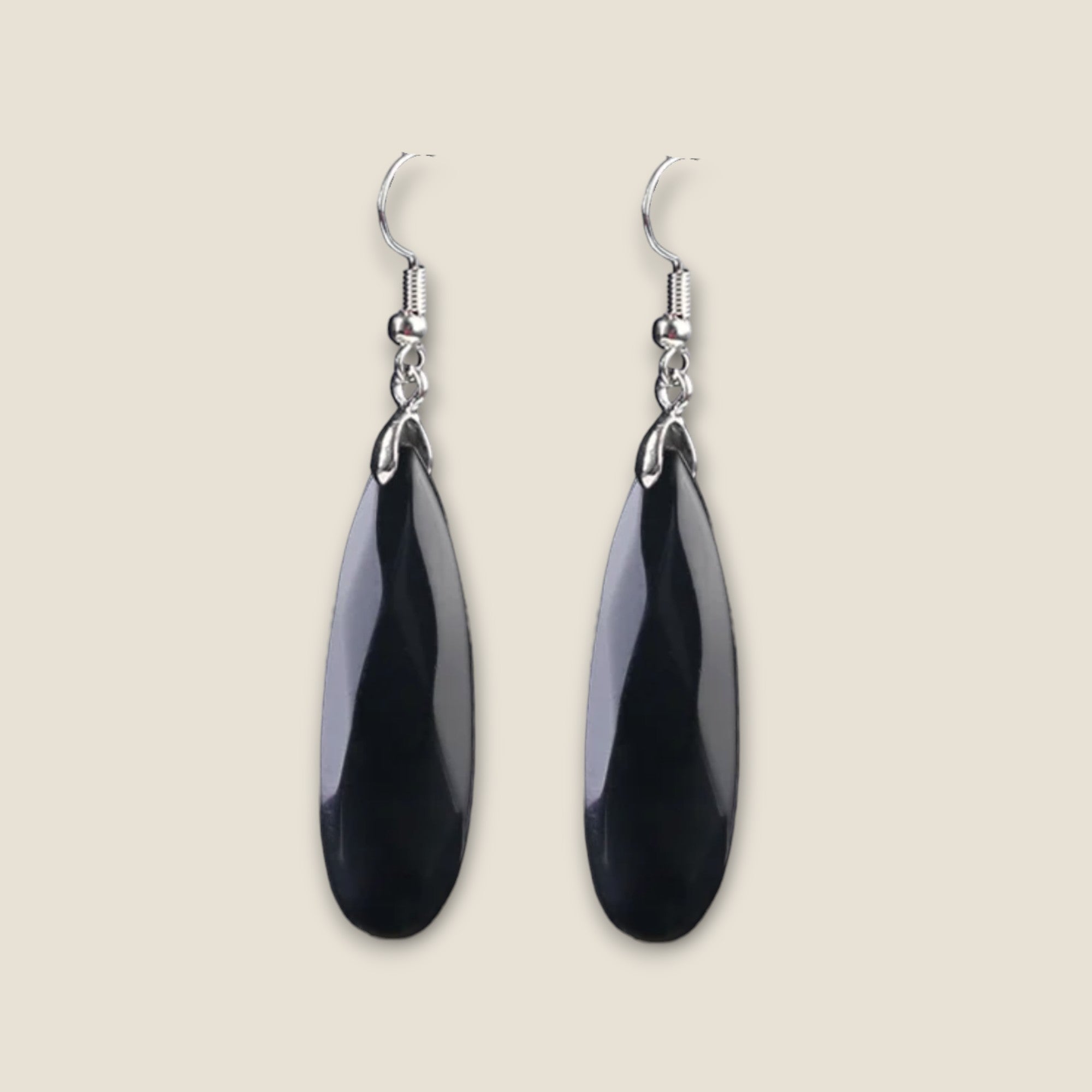 Boucles d'oreilles Agate noire